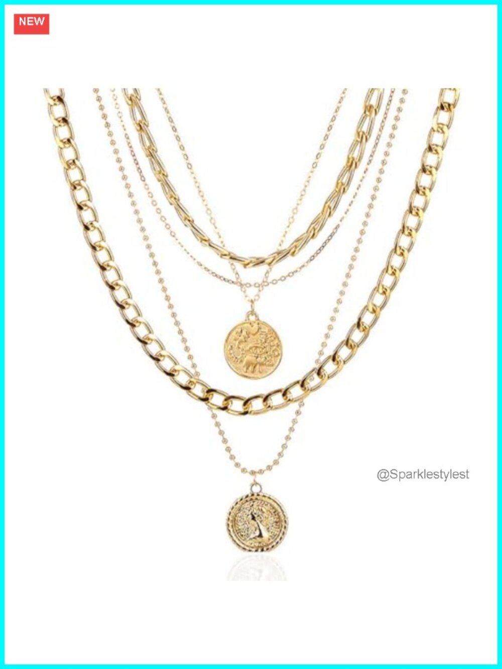 Layered Chunky Pirate Coin Pendant Necklace Costume Jewelry